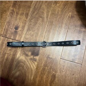 Black Eyelet Belt with Silver Ring